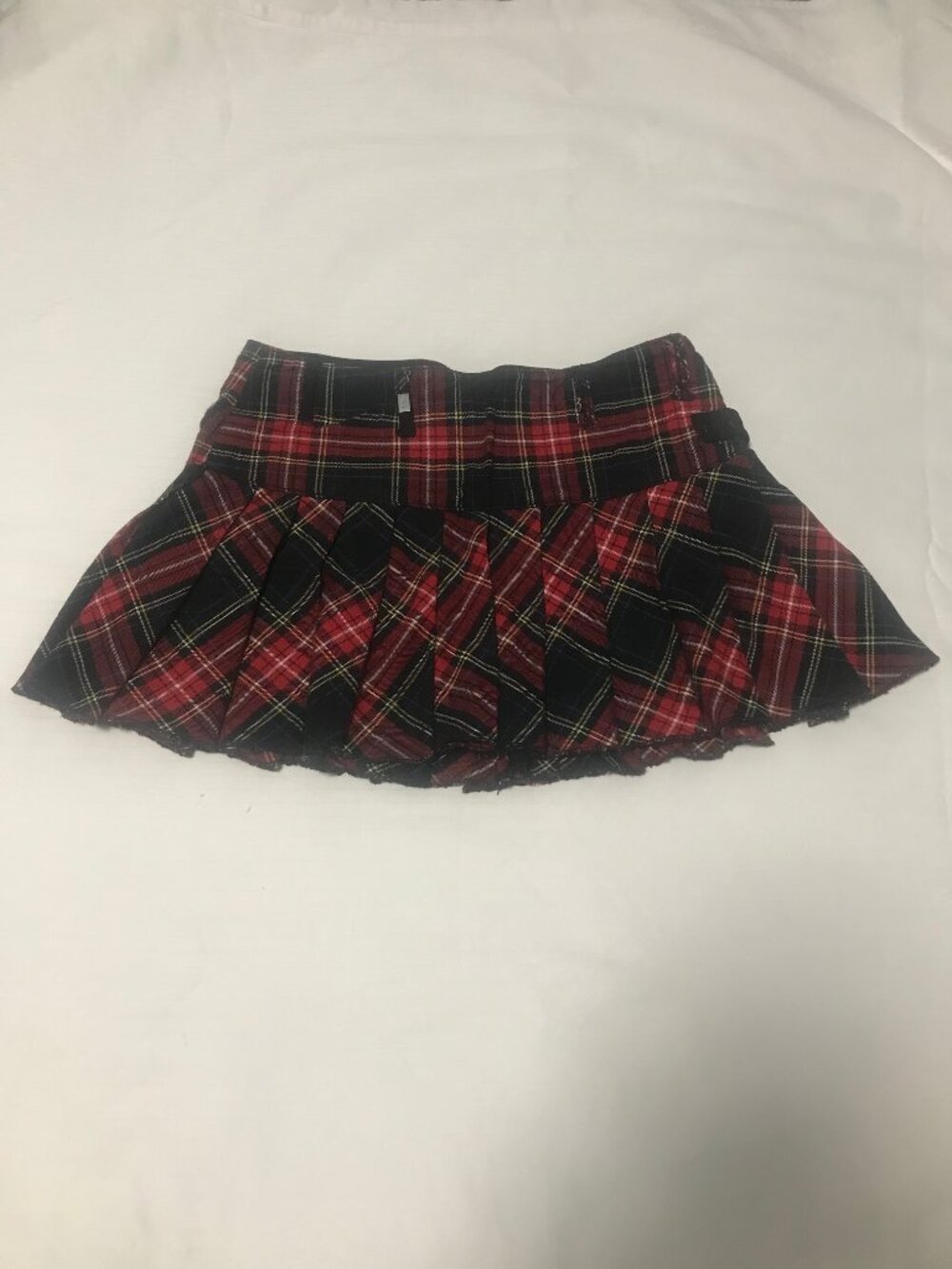 Y2K Goth Punk Emo Vexy Red Black Plaid Pleated Skirt Size 5 / SMALL